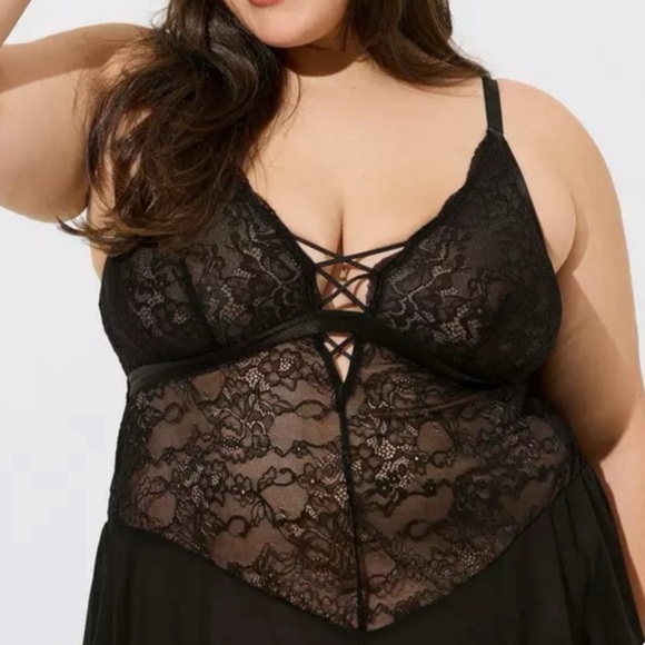 ๐ Black Lace Teddy Lingerie 2 2X 18 20 NWT Torrid New! - Picture 3 of 5